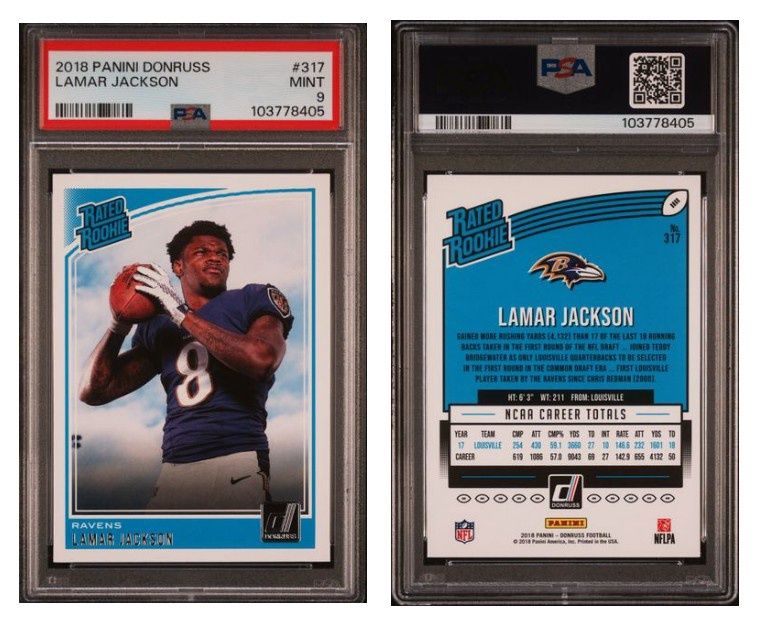 2018 Donruss Lamar Jackson #317 PSA 9 - Baltimore Ravens