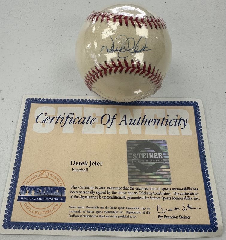 Derek Jeter Autographed Base w/Steiner COA - Shrink Wrapped and in Cube Storage