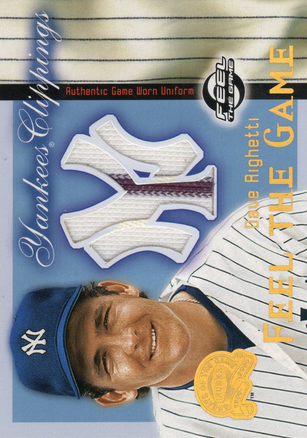 2000 Fleer Yankee Clippings Dave Righetti Patch (JD)