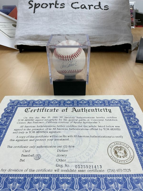 Tom Seaver Autographed Baseball with All-American Authentication COA