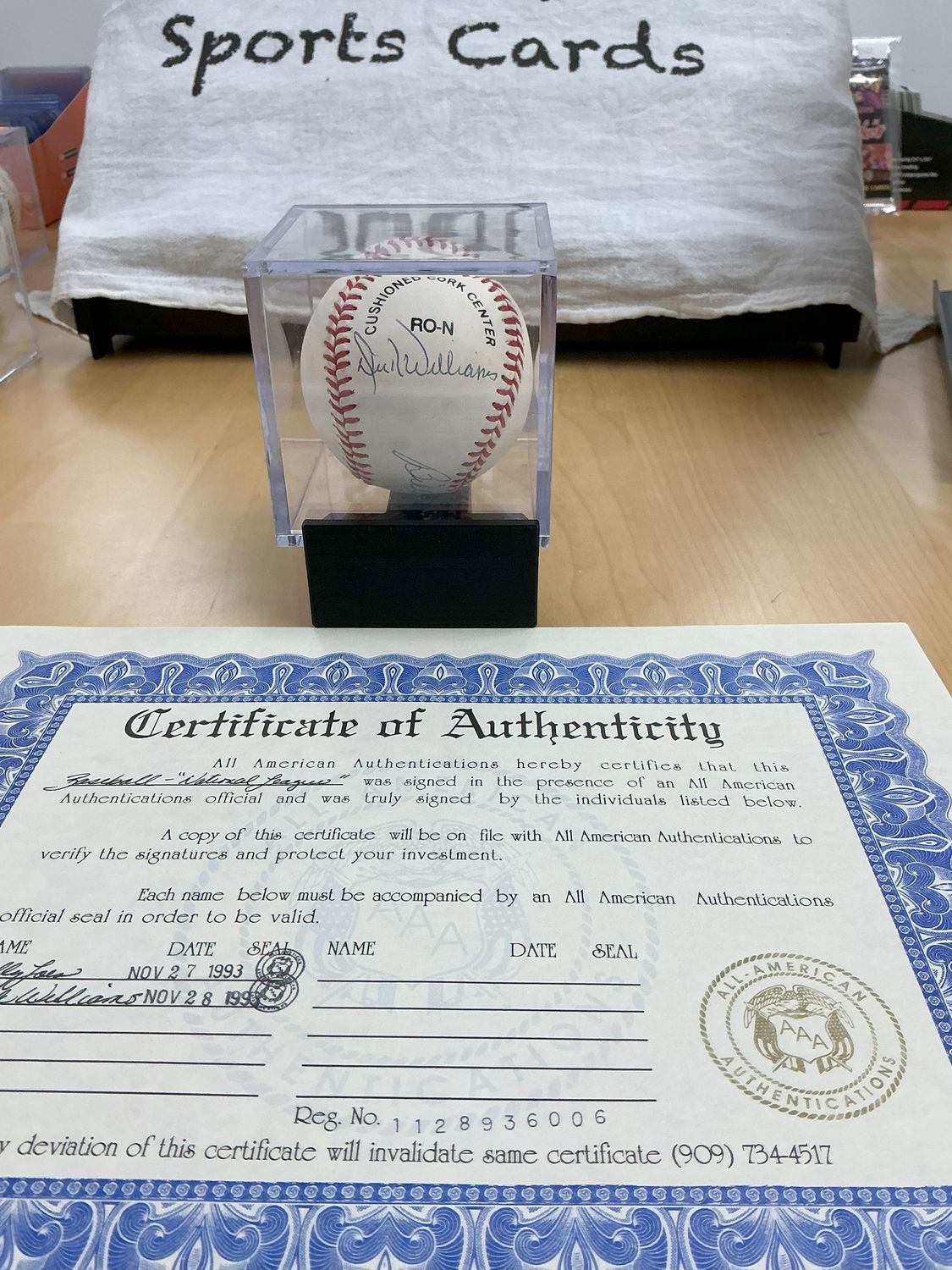 Billy Loes (Sweet Spot)/Dick Williams Autographed Baseball - All-American Authentication COA