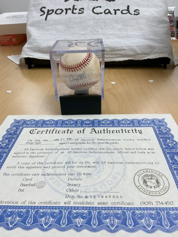 Darryl Kyle Autographed Baseball - All -American Authentication COA