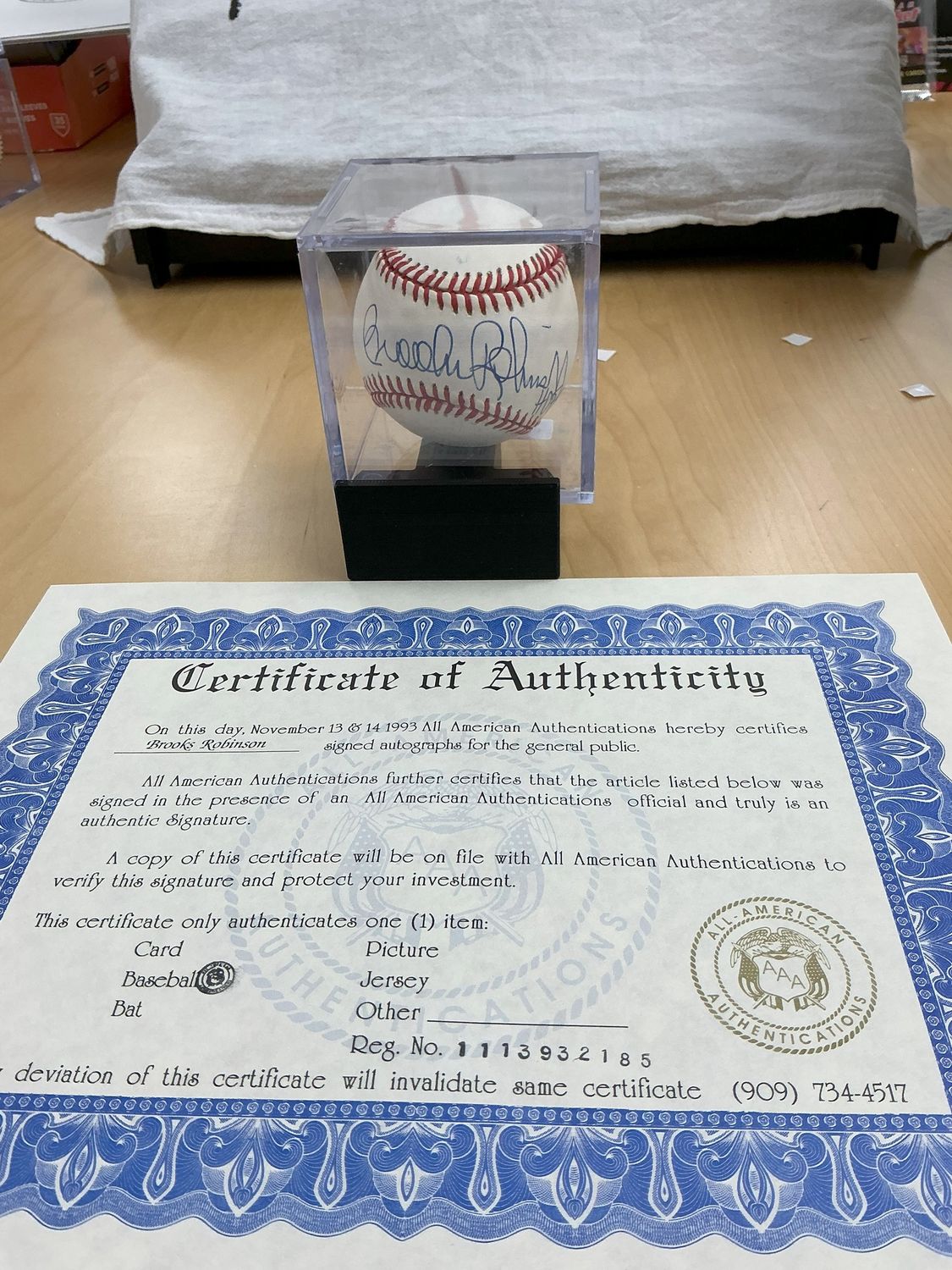 Brooks Robinson Autographed Baseball - Inscribed &#39;HOF &#39;83&#39; - All-American Authentication COA