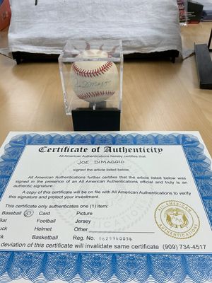 Joe DiMaggio Autographed Baseball - All-American Authentication COA