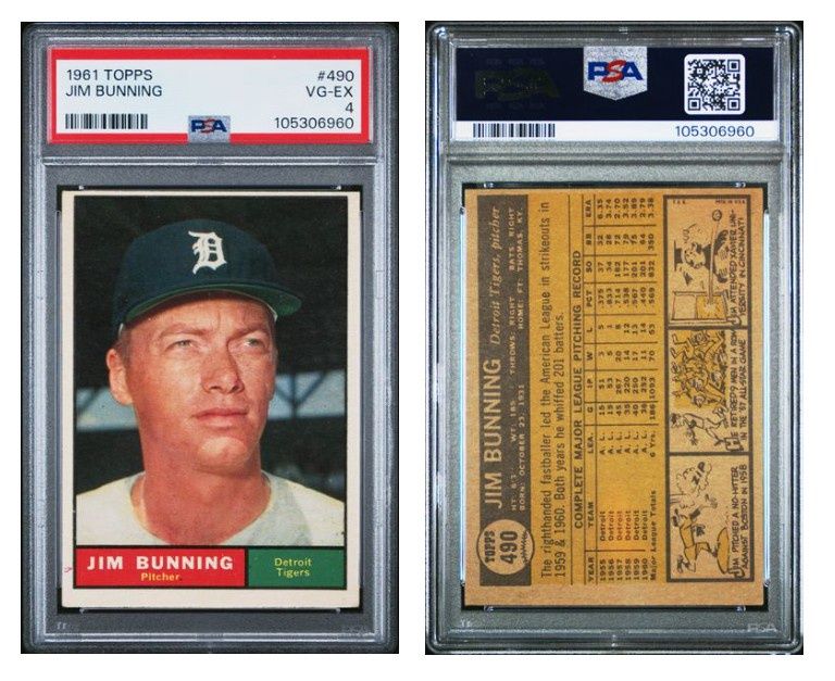 1961 Topps Jim Bunning #490 - PSA 4