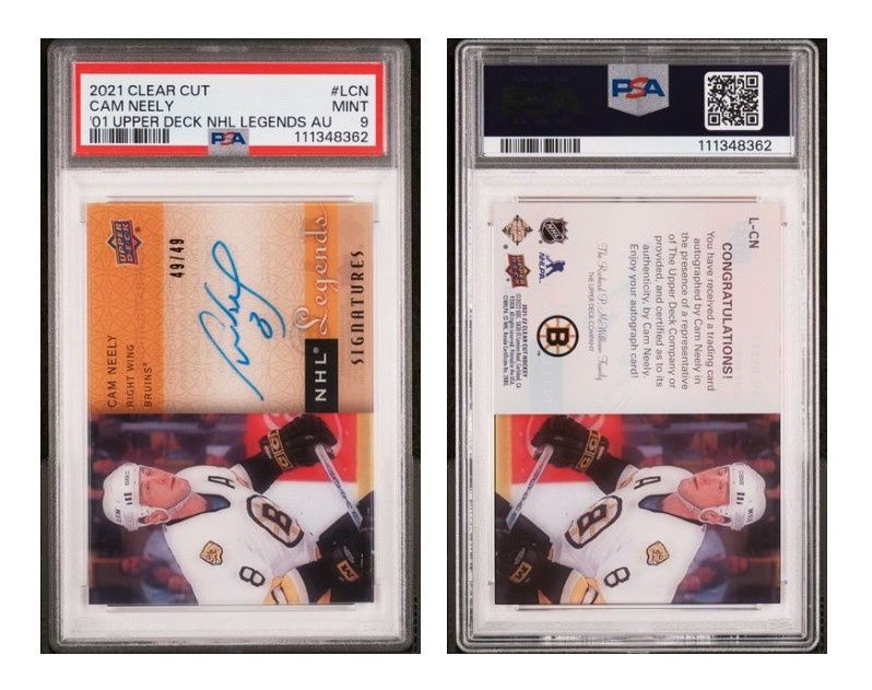 2022 Upper Deck Clear Cut 2001-02 Upper Deck NHL Legends Autographs 2021-22 Cam Neely #LCN - PSA 9
