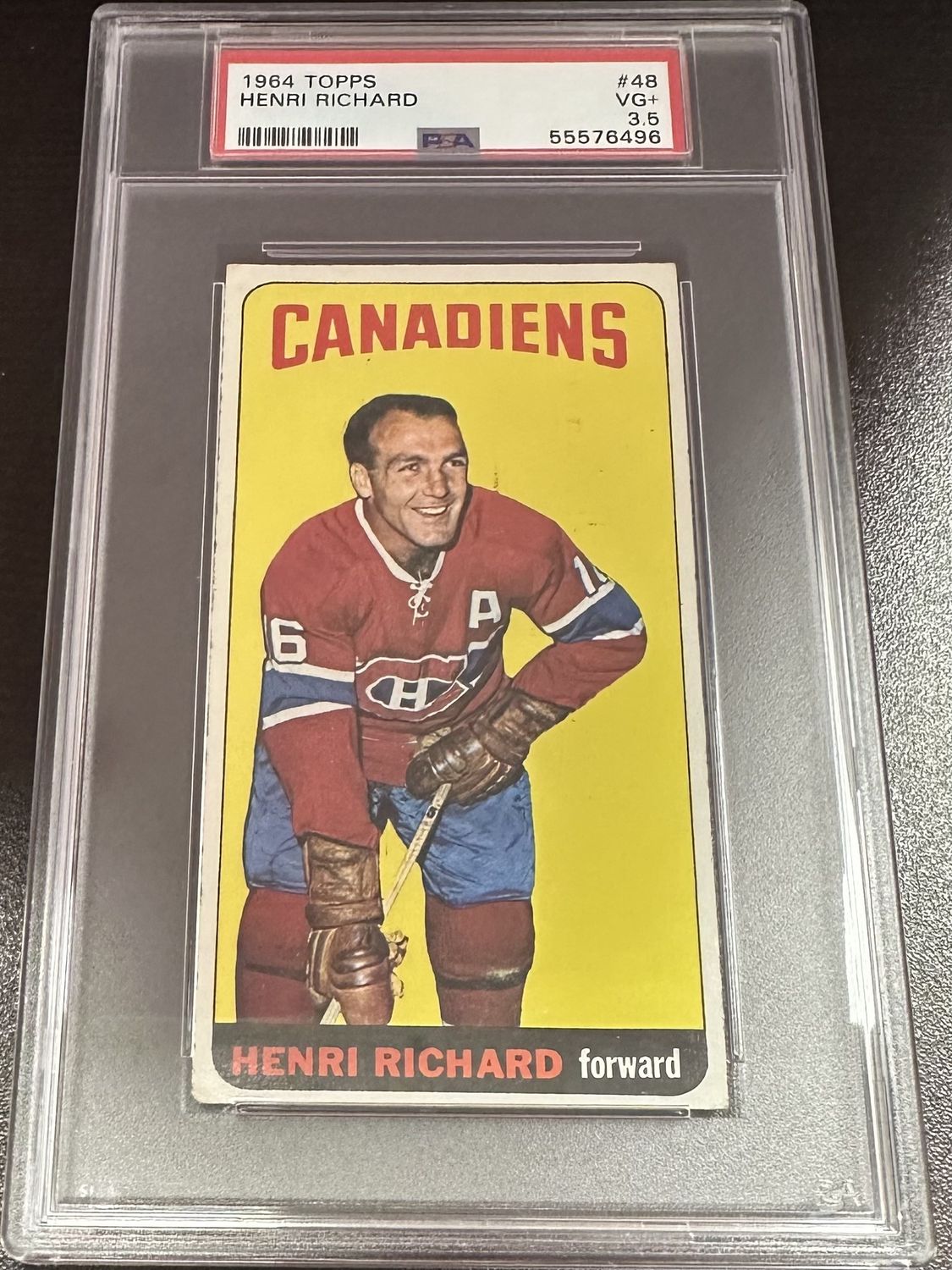 1964 Topps Henri Richard #48 (Tall Boy) - PSA 3.5 (SS)