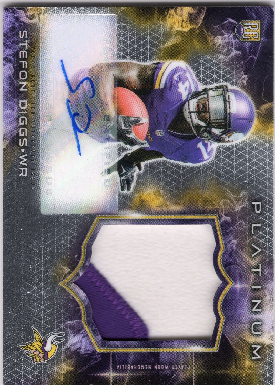 2015 Topps Platinum Stefon Diggs RPA Refractor Rookie Patch Auto RC #ARP-SD