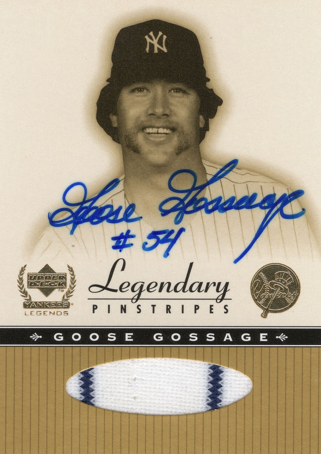 2000 UD Goose Gossage Yankee Legends GG-A Legendary Pinstripes Patch Auto (JD)