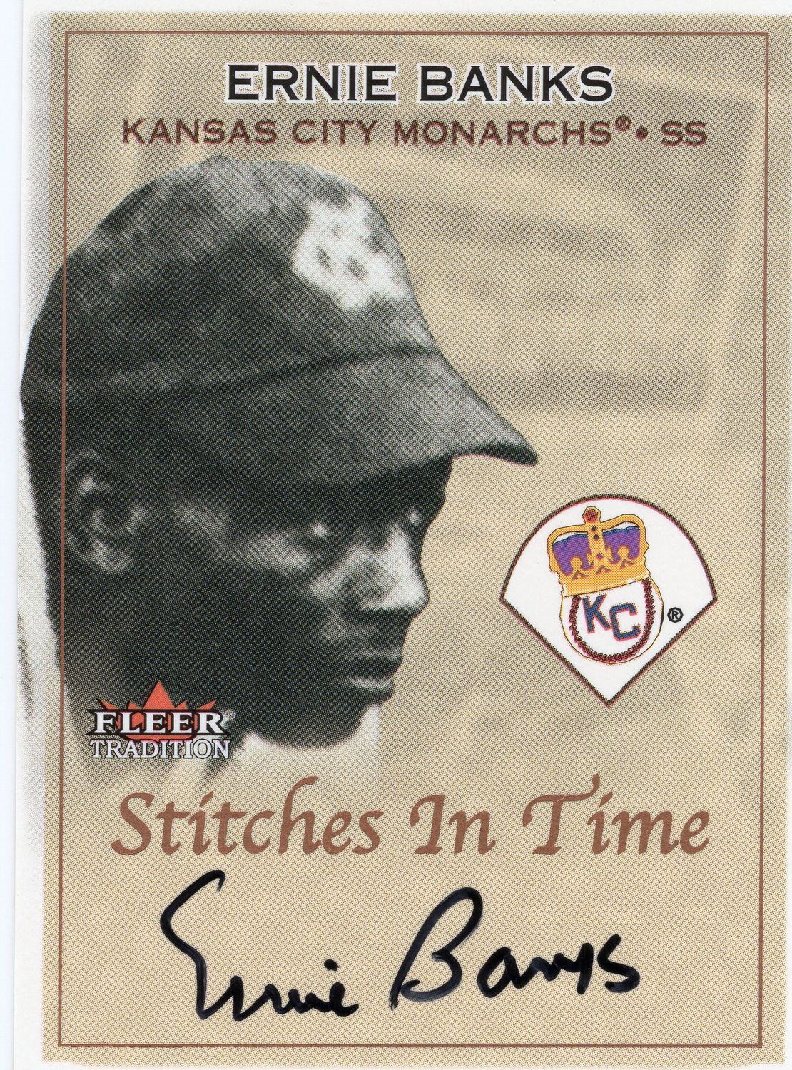 2001 Fleer Tradition ERNIE BANKS Auto On-Card KC Monarchs