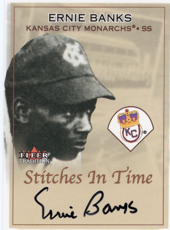 2001 Fleer Tradition ERNIE BANKS Auto On-Card KC Monarchs