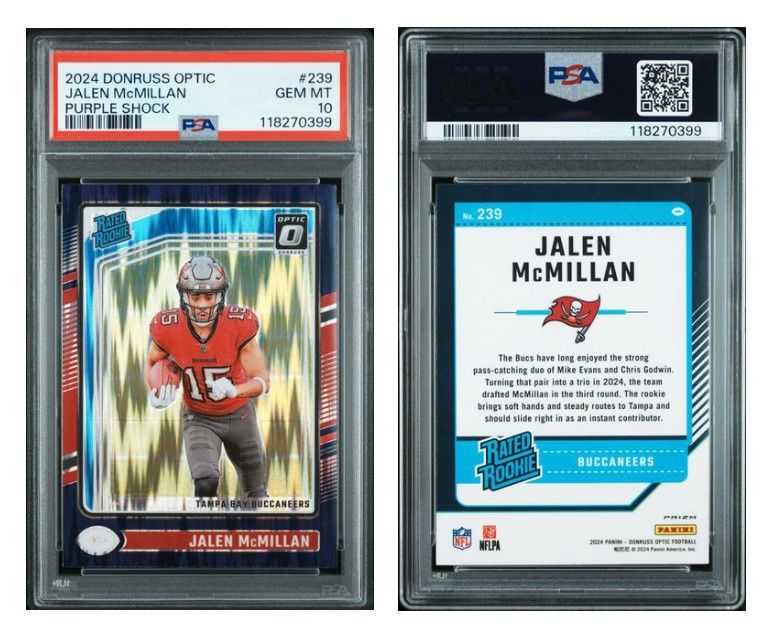 2024 Panini Donruss Optic Purple Shock Jalen Mcmillan #239 - PSA 10