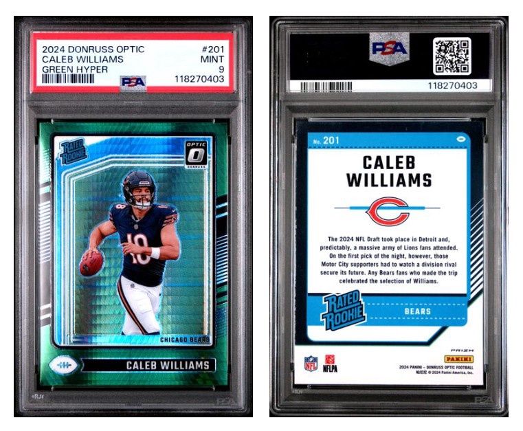 2024 Optic Green Hyper Caleb Williams #201 - PSA 9