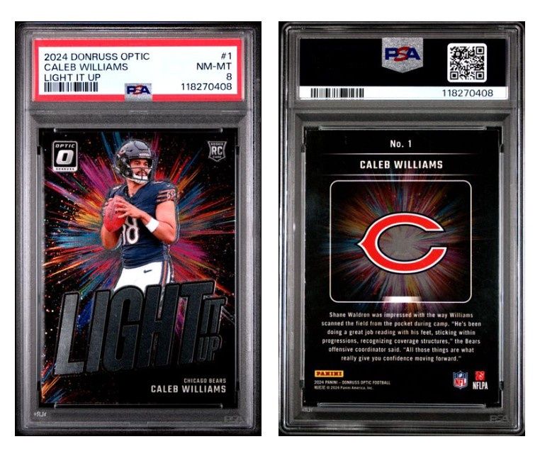 2024 Panini Donruss Optic Light It Up Caleb Williams #1 - PSA 8