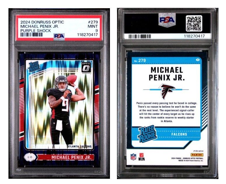 2024 Donruss Optic Purple Shock Prizm Michael Penix Jr. #279 - PSA 9