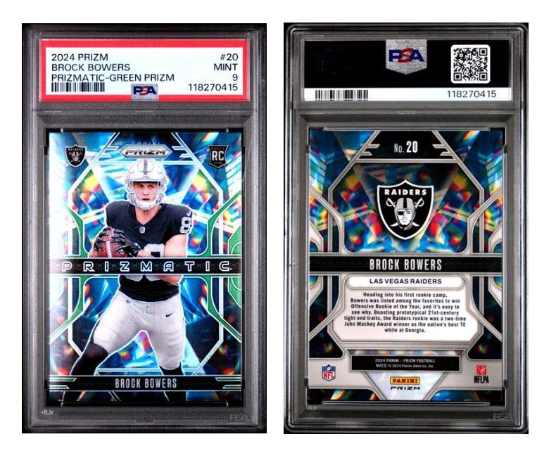 2024 Panini Prizm Green Brock Bowers Prizmatic #20 - PSA 9