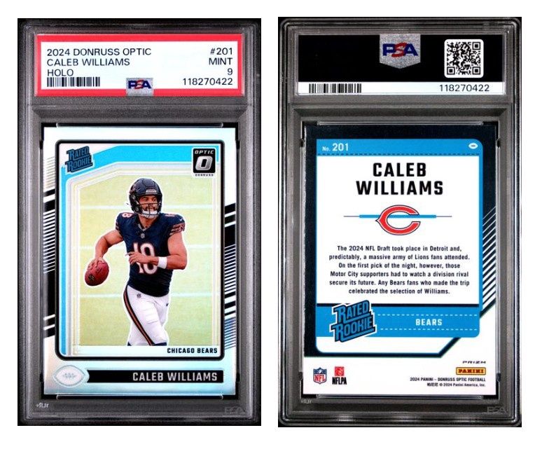 2024 Donruss Optic Rated Rookie Holo Caleb Williams #201 - PSA 9