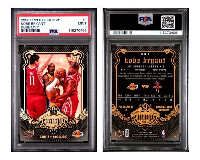 2008 Upper Deck MVP Kobe MVP Kobe Bryant #1 - PSA 9