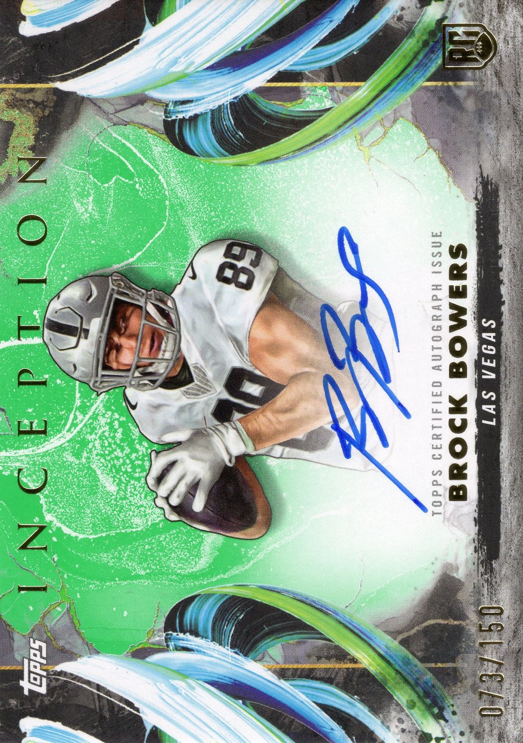 2024 Topps Inception Brock Bowers Green RAV-BB 073/150 Rookie Auto Variation