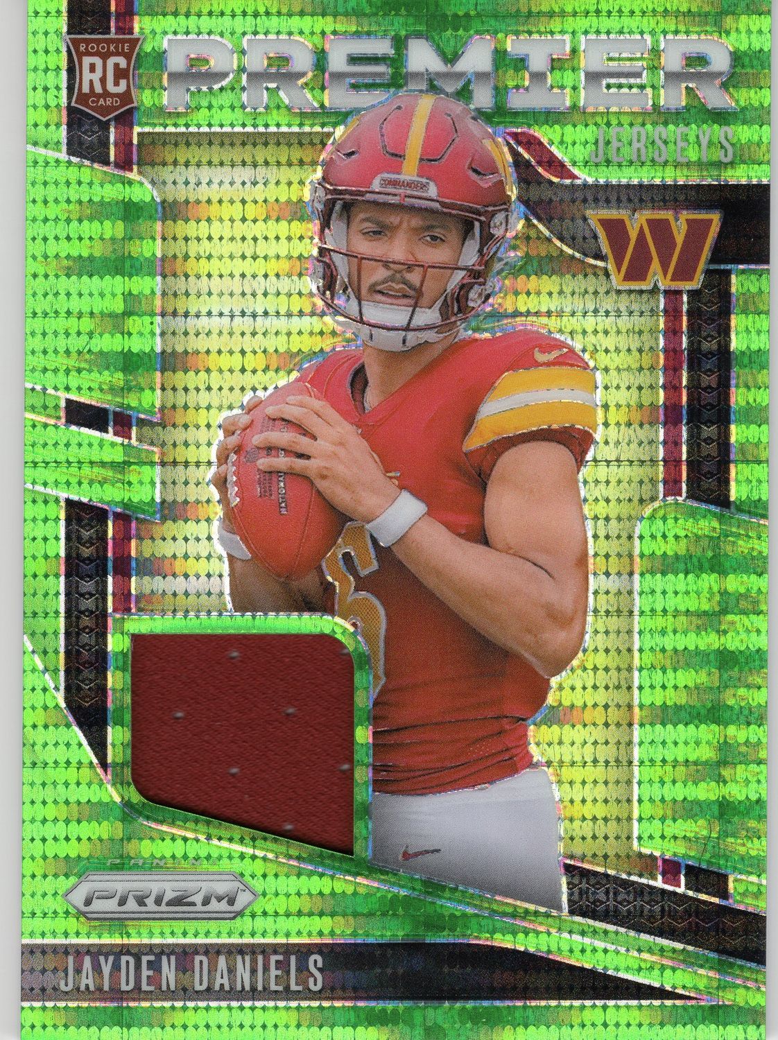 2024 Prizm Jayden Daniels Rookie Premier Jerseys Neon Green Pulsar Patch #PJ-JDS