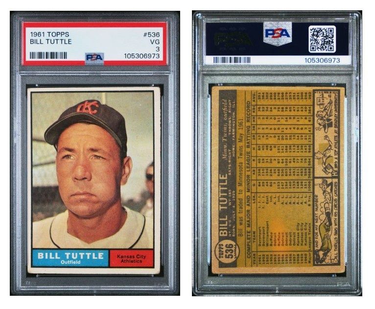 1961 Topps Bill Tuttle #536 - PSA 3