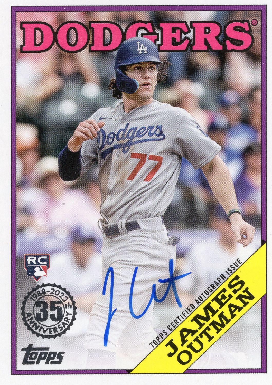 2023 Topps Series 1 Baseball James Outman RC 1988 On Card Auto #88BA-OUT