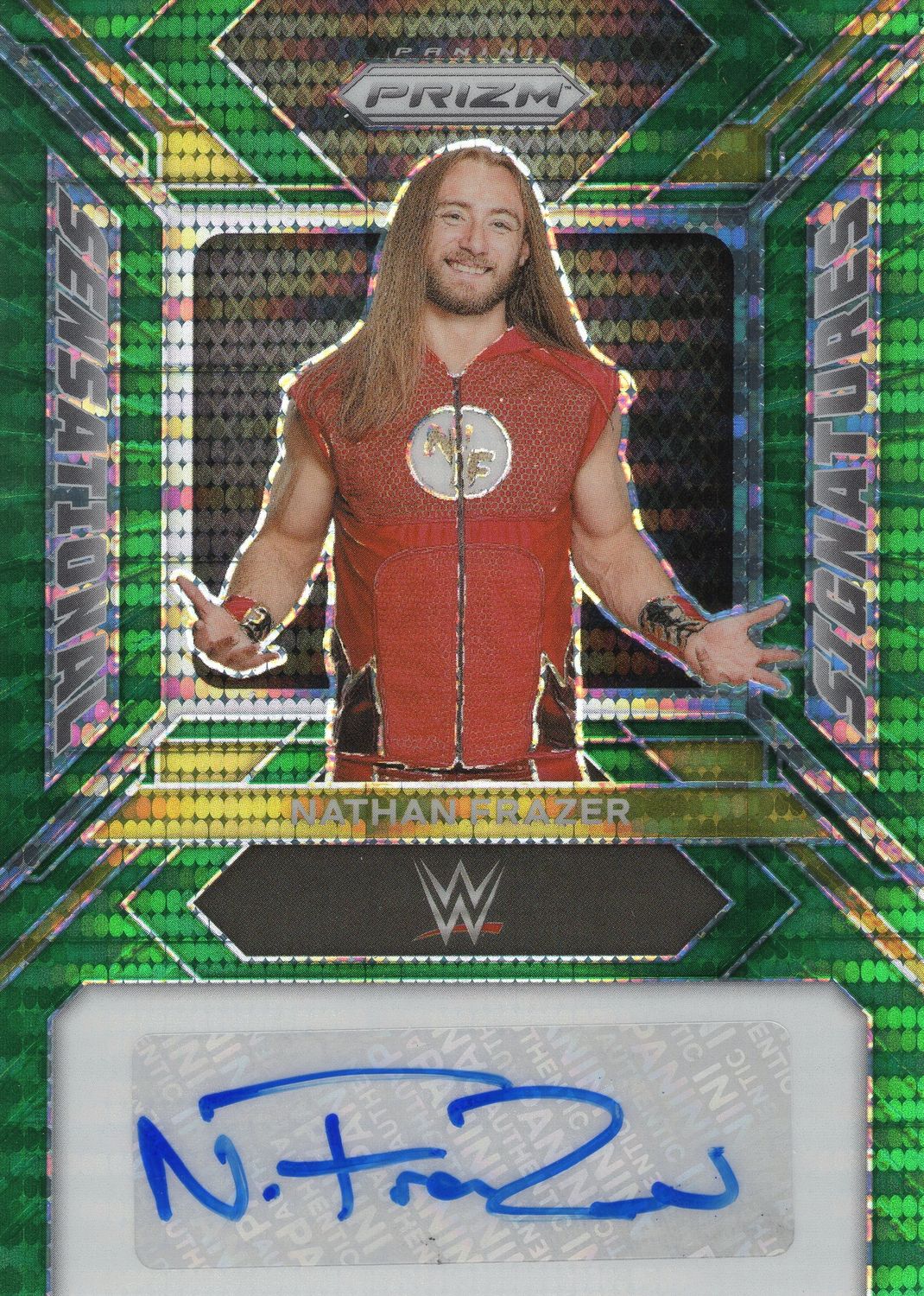2023 Prizm WWE Sensational Signatures SSP Nathan Frazer Green Pulsar Prizm 05/10