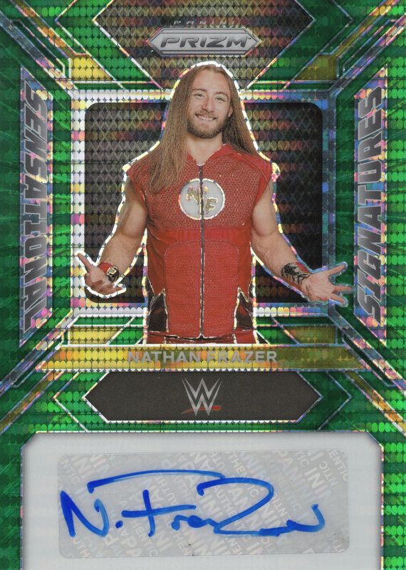 2023 Prizm WWE Sensational Signatures SSP Nathan Frazer Green Pulsar Prizm 05/10