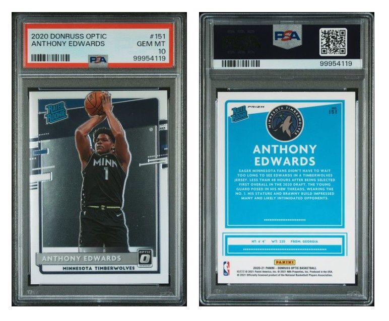 2020 Donruss Optic Anthony Edwards Rated Rookie #151 - PSA 10