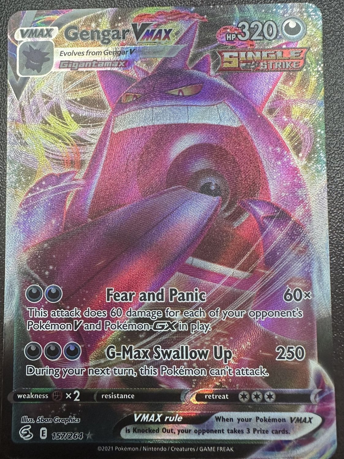 Gengar VMAX 157/264 Swsh08: Fusion Strike Holo NM