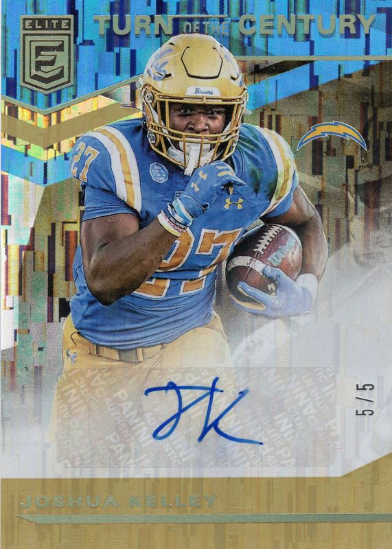 2020 Donruss Elite Joshua Kelley Turn of the Century 5/5 Rookie Auto