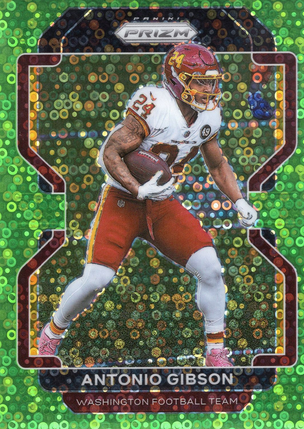 2021 Panini Prizm Antonio Gibson Green Disco 4/5 Washington Commanders #212