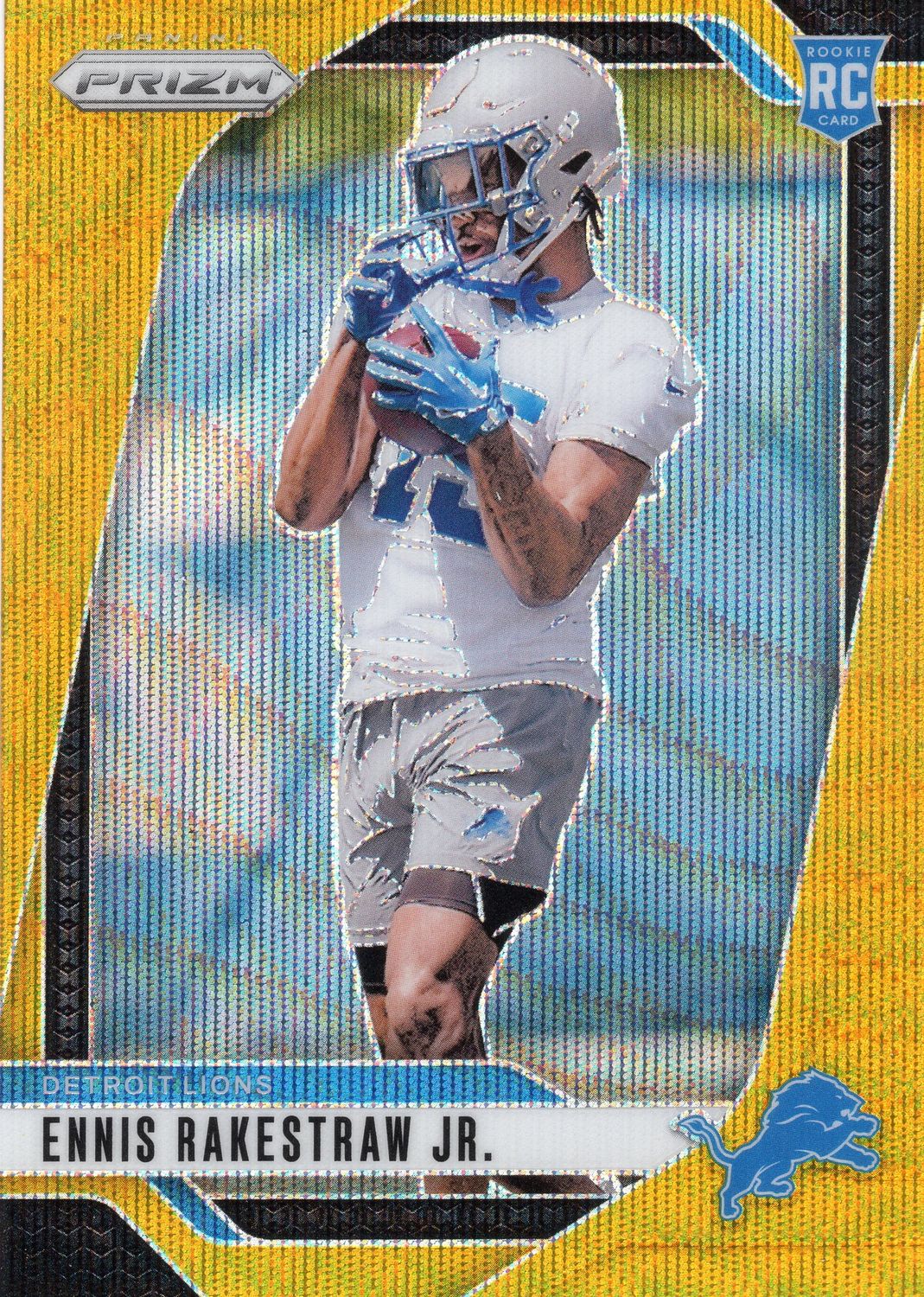 2024 Prizm Ennis Rakestraw Jr. Detroit Lions Rookie Card Gold Wave 9/10