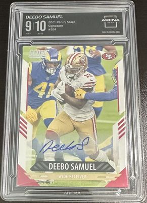 2021 Score Deebo Samuel Autograph Card #264 49ers/Commanders - Arena Club Grade 9 Auto 10