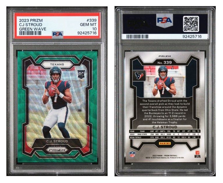 2023 Panini Prizm Green Wave Prizm CJ Stroud #339 - PSA 10