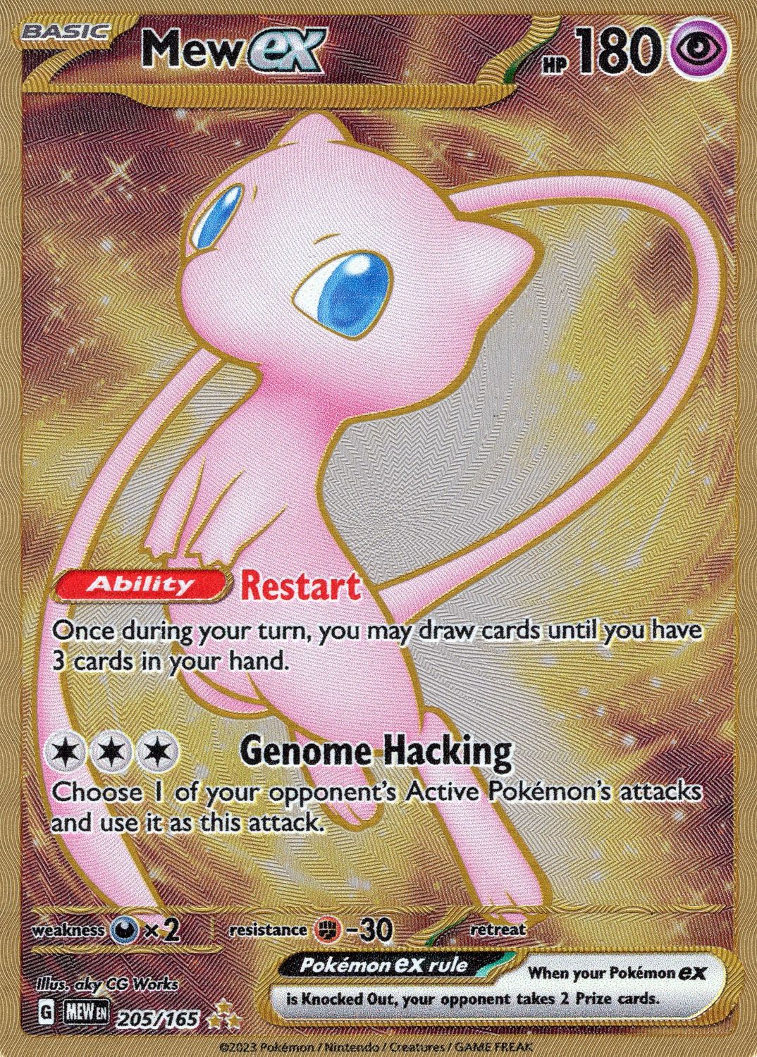 Pokemon TCG Scarlet &amp; Violet 151 Gold Mew UPC Promo Metal Card 205/165