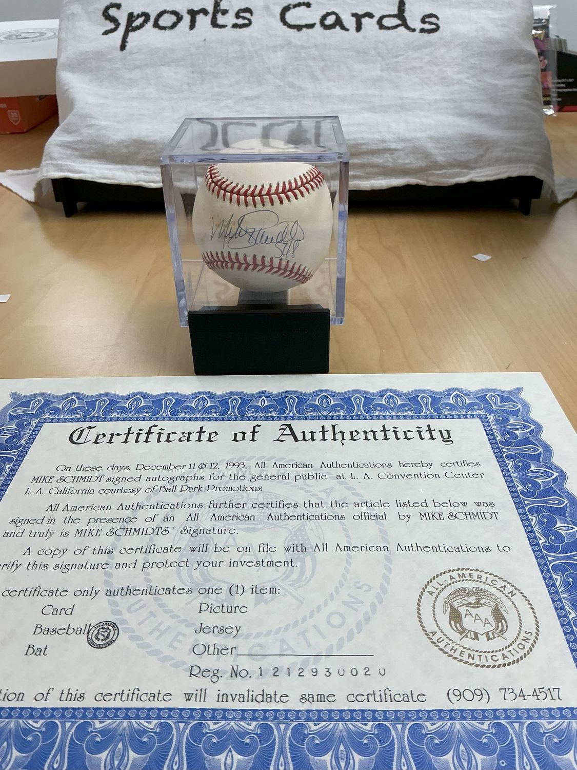 Mike Schmidt Autograph Baseball Signed 12/12/1993 Inscribed &#39;548&#39; with COA