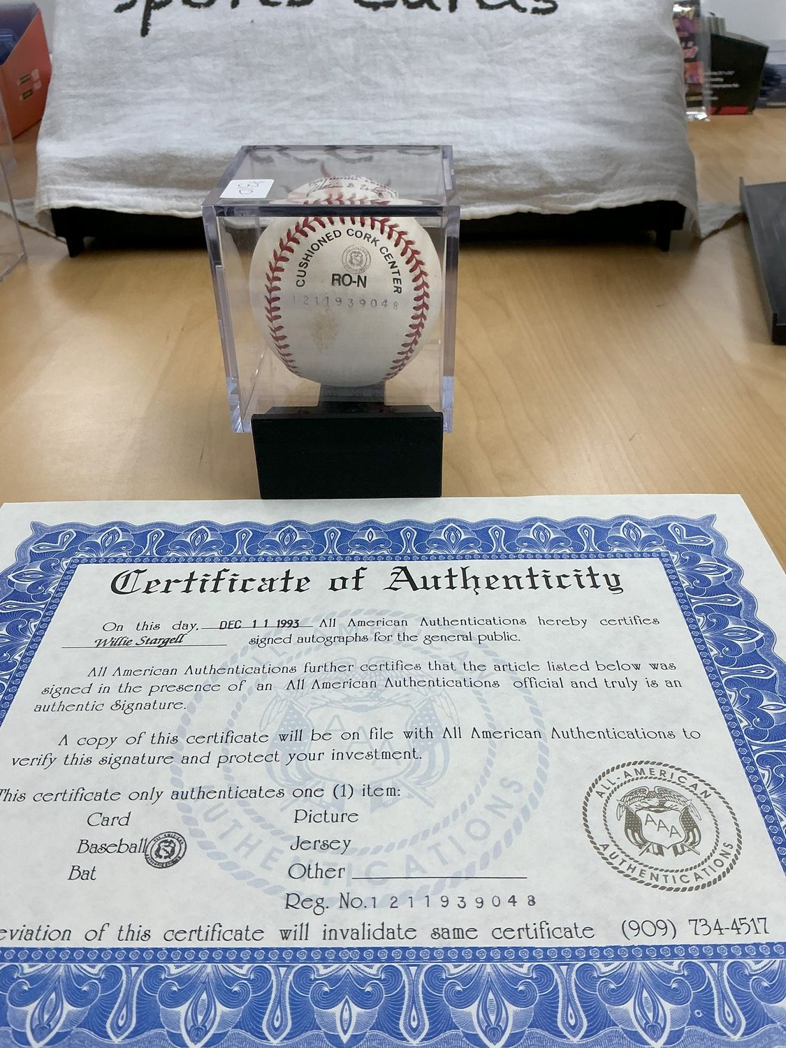 Willie Stargell Autograph Baseball Signed 12/11/1993 Inscribed &#39;H.O.F. &#39;88&#39; with COA