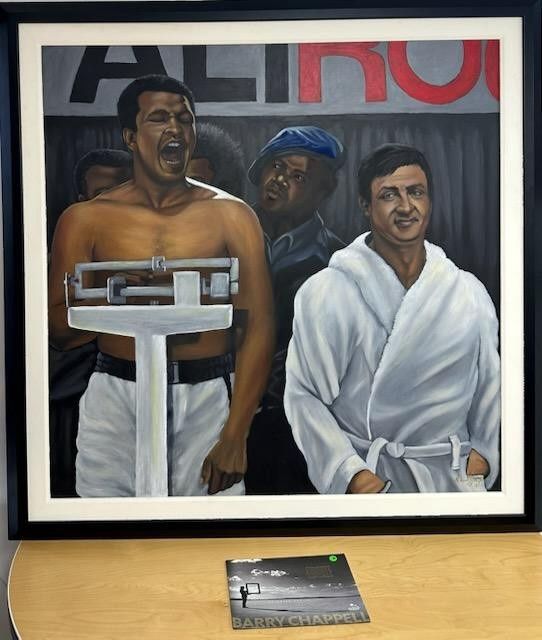 Michael Joseph Painting &#39;At the Weigh In&#39; - Original Oil on Board - Featuring Rocky Balboa and Muhammad Ali