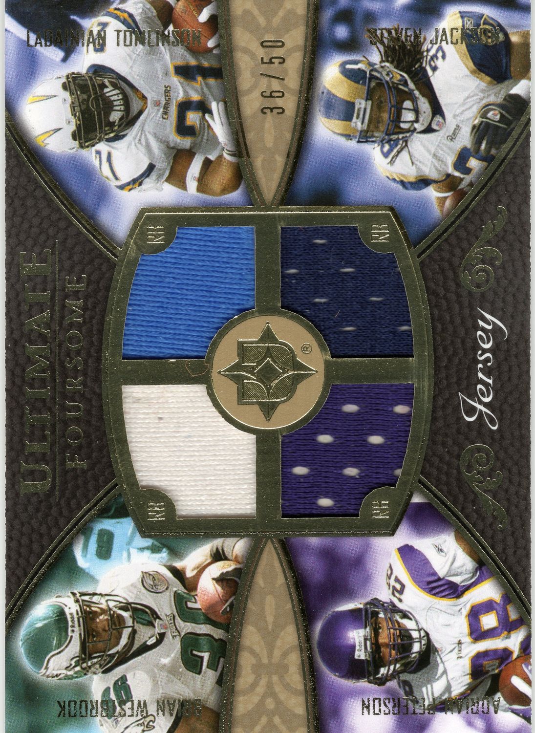 Sold 2008 Ultimate Foursome Jersey Adrian Peterson/LaDainian Tomlinson/Westbrook/Jackson 36/50
