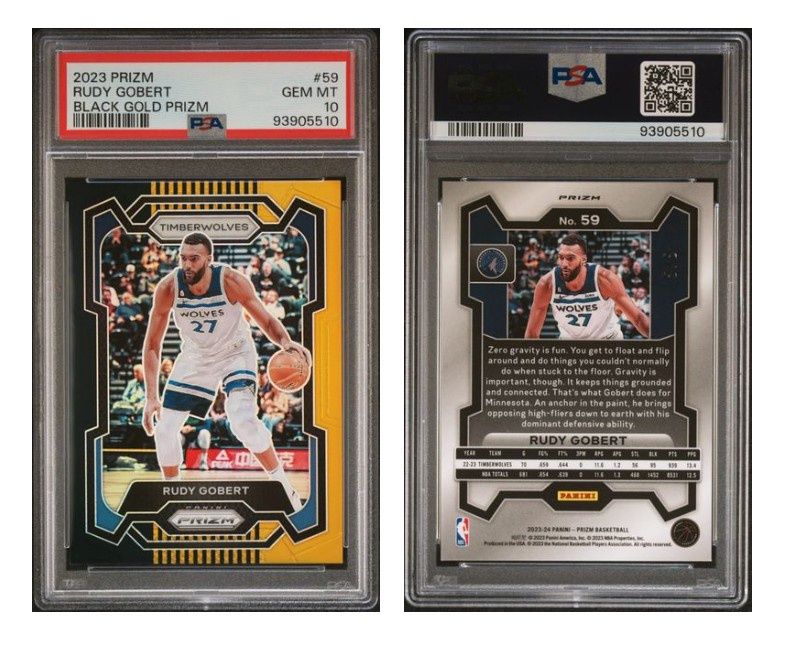 2023 Panini Prizm Black Gold 5/5 Rudy Gobert #59 - PSA 10