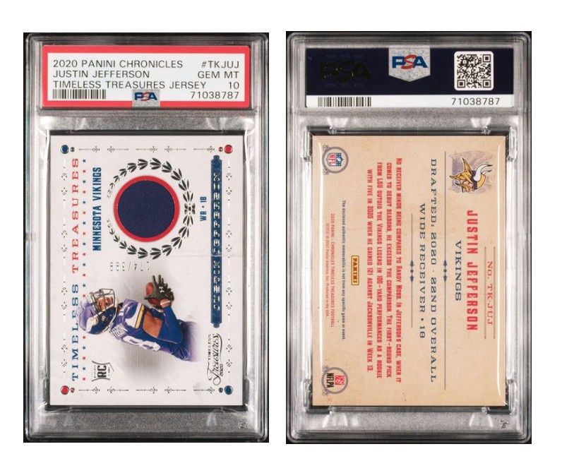 2020 Panini Chronicles Justin Jefferson RC #TKJUJ Timeless Treasures 174/399 - PSA 10