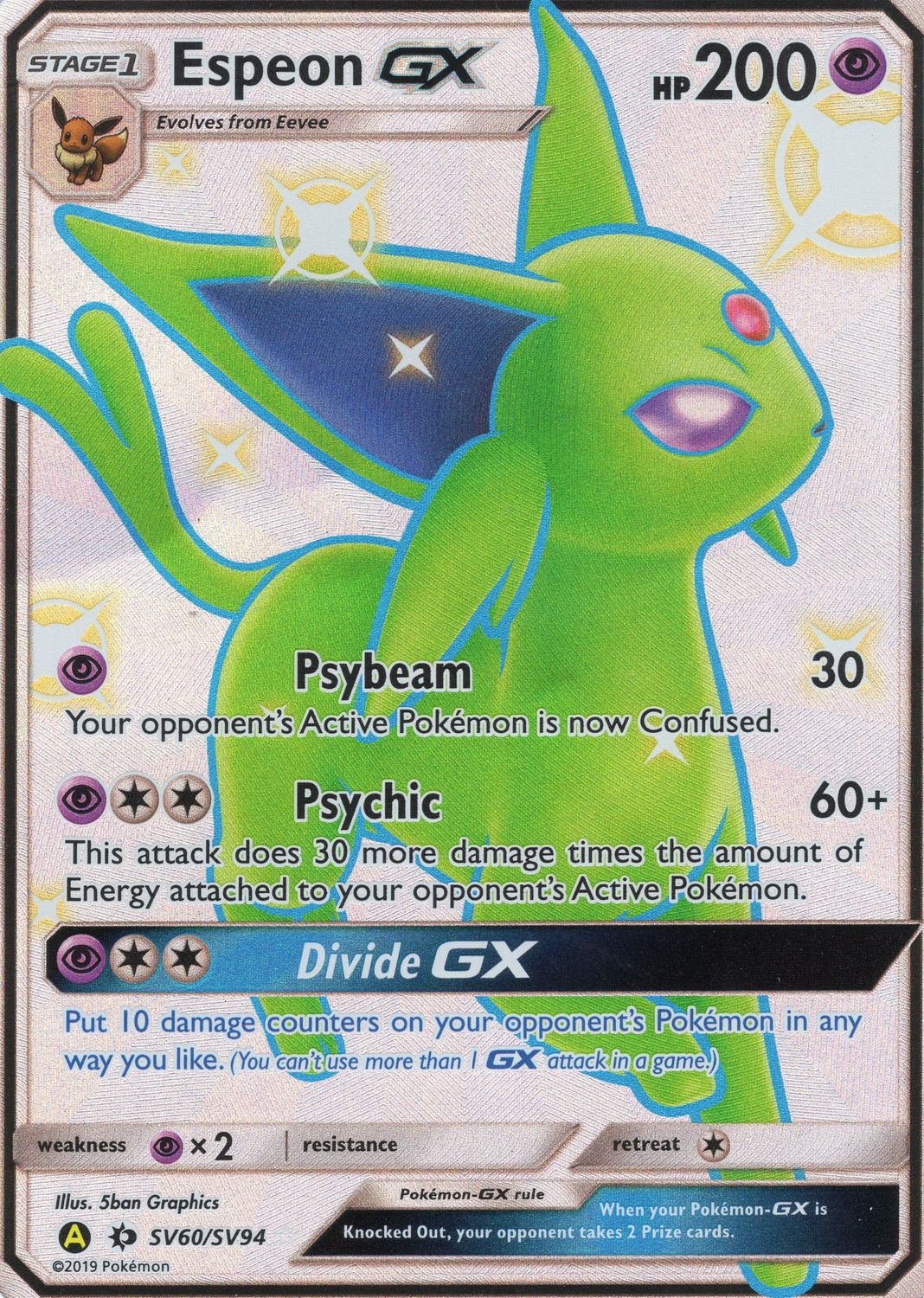 2019 Pokemon SM Hidden Fates Espeon GX #SV60/SV94
