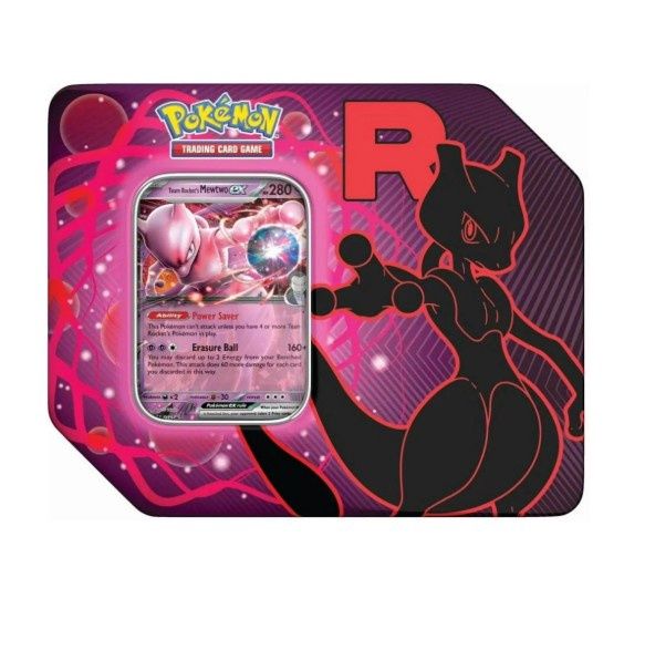 Pokemon Scarlet &amp; Violet Destined Rivals Team Rocket&#39;s Mewtwo EX Tin Set