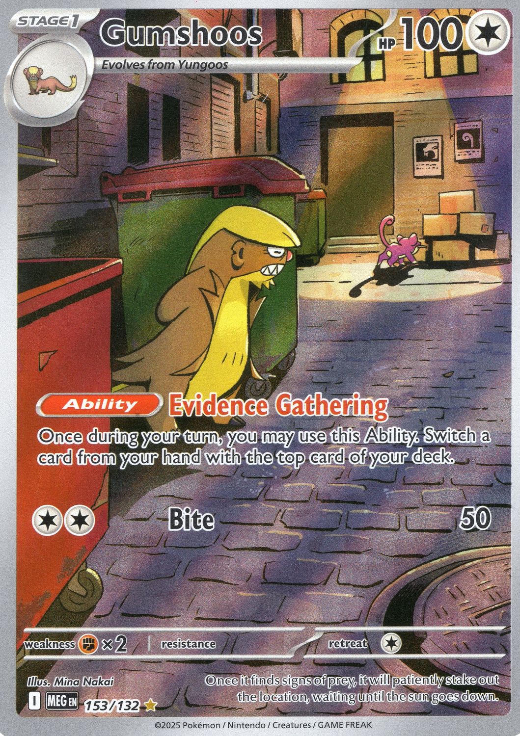 2025 Pokemon Mega Evolution Gumshoos Illustration Rare #153