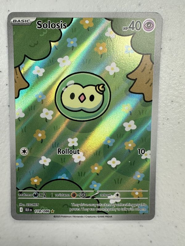 Pokemon 2025 Solosis 118/086 Black Bolt Illustration Rare Holo