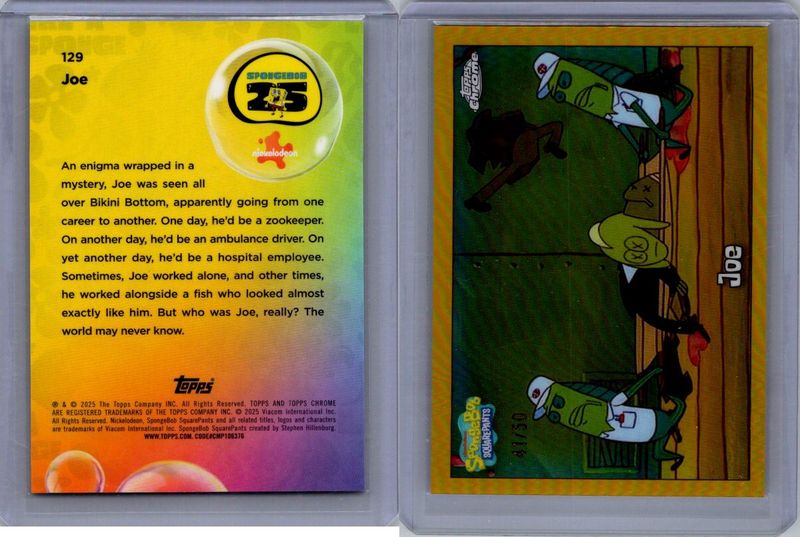 2025 Topps Chrome SpongeBob Joe #129 Gold 41/50
