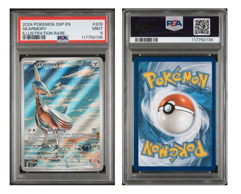 2024 Pokemon Scarlet and Violet Surging Sparks Illustration Rare Skarmory #209 - PSA 9 (Kevin)