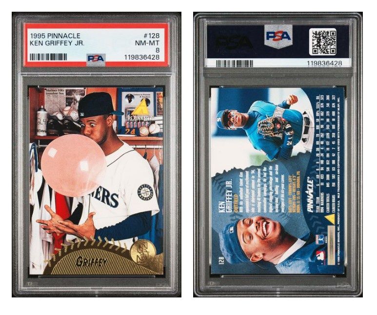 1995 Panini Pinnacle Ken Griffey Jr. #128 - PSA 8 (Kevin)