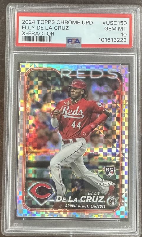 2024 Topps Chrome Update Series - Rookie Debut Elly De La Cruz #USC150 X-Fractor - PSA 10